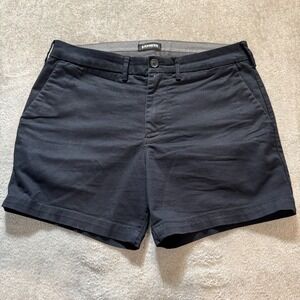 Express Shorts Mens 32 Blue Chino Slim Casual Stretch Flat Front Comfort 6"